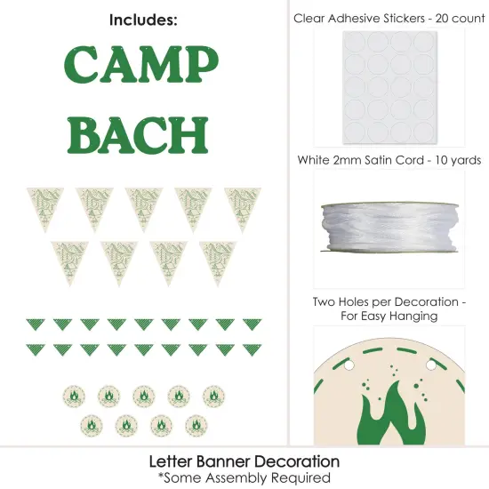 Big Dot of Happiness Camp Bachelorette Banner, Cabin Glamping Bachelorette Garland Banner Decor, 30 Feet Cording, 36 Pennants and Camp Bach Letters {5}