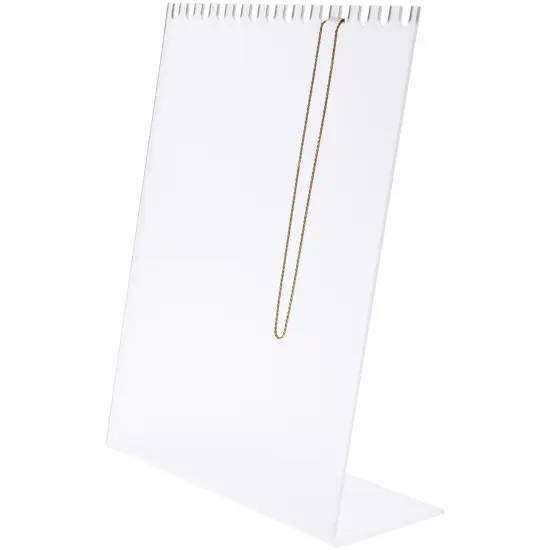Plymor Frosted Acrylic Necklace Display Stand With Side Hooks, 10.625" W x 4" D x 11.75" H {3}