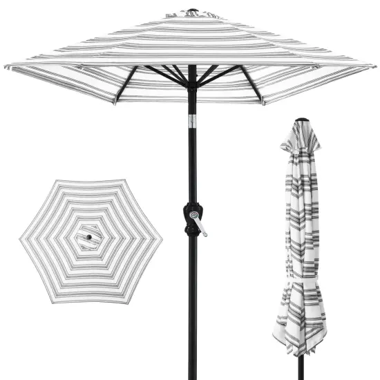 Best Choice Products 10ft Outdoor Steel Striped Market Patio Umbrella w/ Crank, Tilt Push Button, 6 Ribs Striped Rust {7}