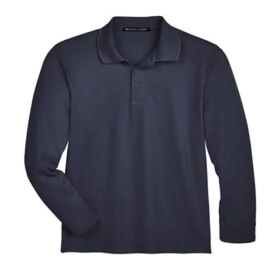 Devon & Jones&reg; Tall Plaited Long Sleeve Polo Navy {1}