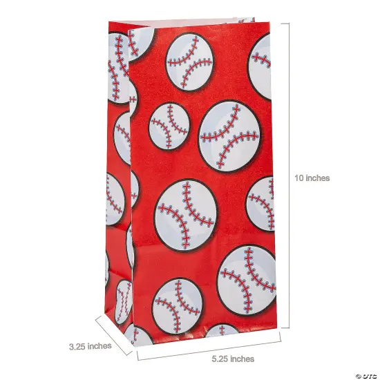 5 1/4" x 10" Baseball Paper Treat Bags - 12 Pc. {3}