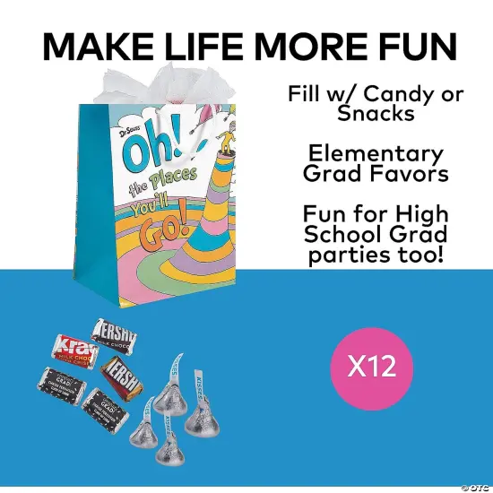 4 1/4" x 5 1/2" Small Dr. Seuss&trade; Dr. Seuss&trade; Oh, the Places You&rsquo;ll Go Treat Bags 12 Pieces {4}