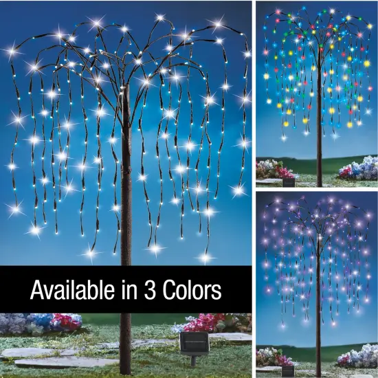 Collections Etc Collections Etc. LED Solar Willow Tree, Outdoor Solar Tree with Colorful Solar-Powered Lights with Adjustable Branches {3}