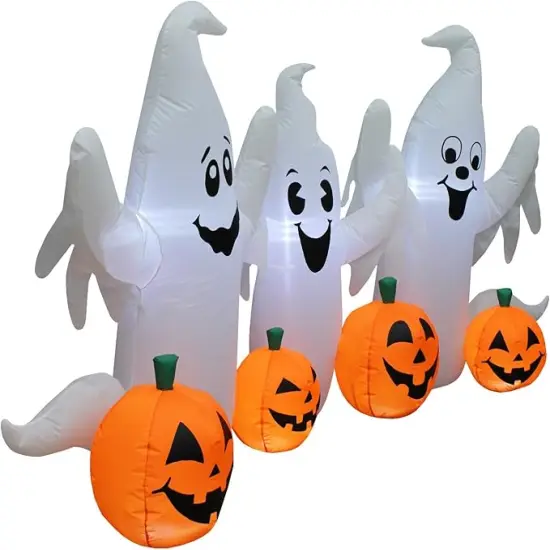 Halloween Inflatables Pumpkin Carriage Outdoor Decorations, Blow Up Pumpkin Carriage with Build-in LEDs {3}