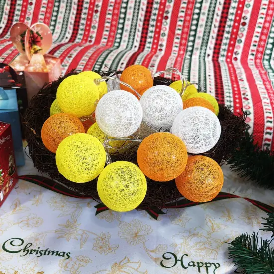 3M/10Ft 30 Yellow Orange White Ball LED Battery String Fairy Light {3}