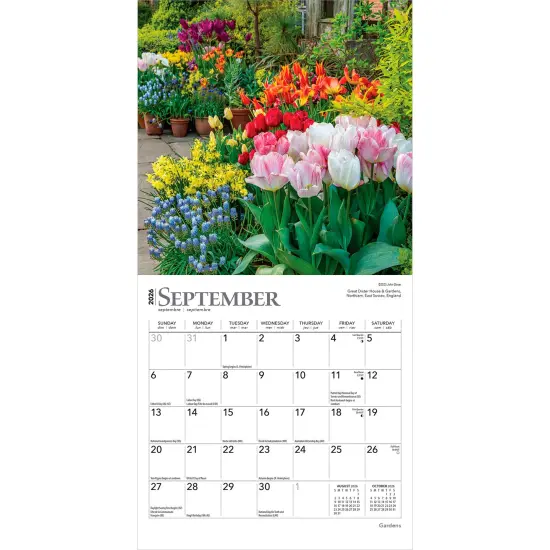 Gardens | 2026 7 x 14 Inch (Hanging) Monthly Mini Wall Calendar {4}