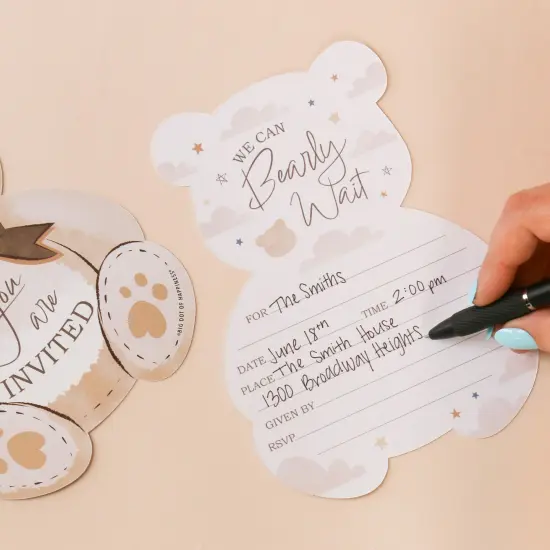 Big Dot of Happiness We Can Bearly Wait - Shaped Fill-In Invitations - Teddy Bear Baby Shower Invitation Cards with Envelopes - Set of 12 {5}