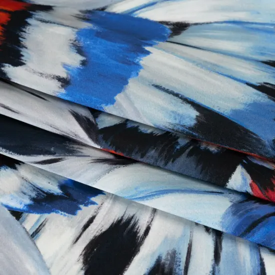 1 Yard Red, Blue & White Butterfly Wings Silk Charmeuse Print , 53 Inches Width {4}
