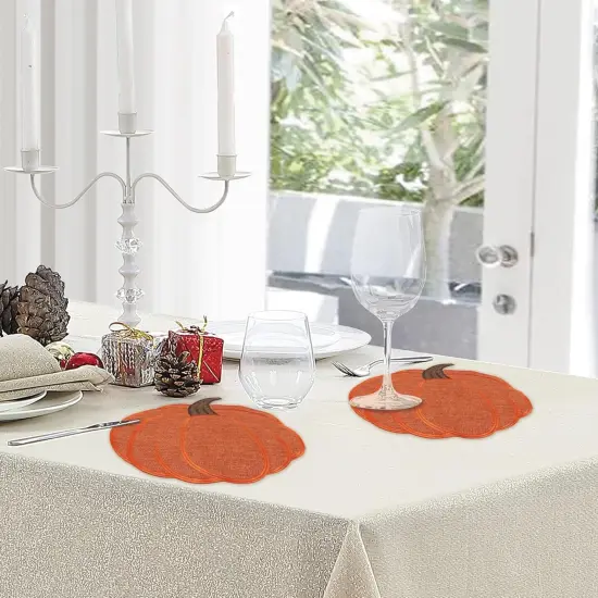 Thanksgiving Harvest Pumpkin Placemats 15 x 15 Inch(Rust) {6}
