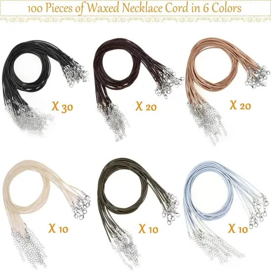 100pcs Necklace String, Necklace Cord with Clasp Bulk for Jewelry Bracelet Making {2}