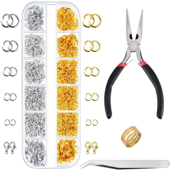 1200Pcs Open Jump Rings and Lobster Clasps Jewelry Findings Kit (Silver and Gold) {1}