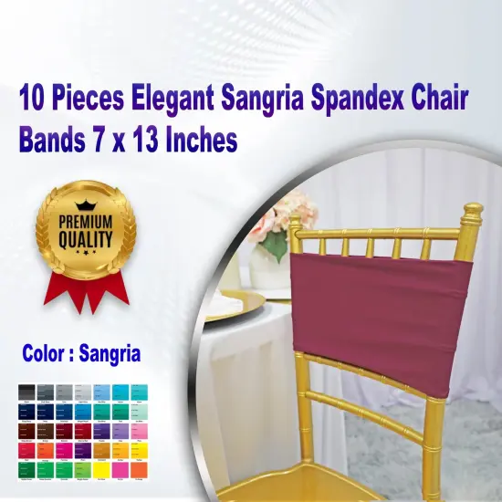 10 Pieces Elegant Sangria Spandex Chair Bands 7 x 13 Inches {1}
