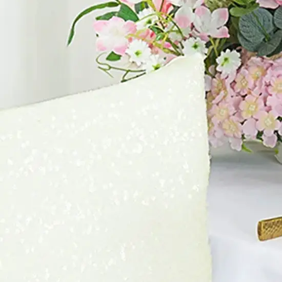 1 Piece Ivory Sequin Spandex Chair Cap 13.5 inch by 10 inch Party Topper {4}