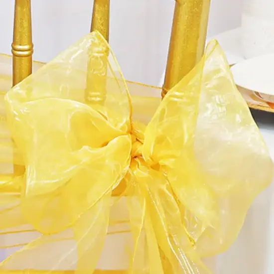 10 Pieces Gold Organza Chair Sashes 8"x108" Sheer Elegant Wedding & Party Decor {3}