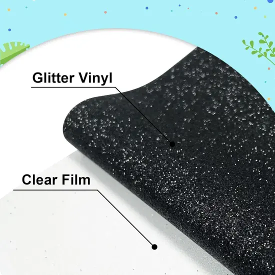 Black Glitter HTV Heat Transfer Vinyl 12" x6FT {2}