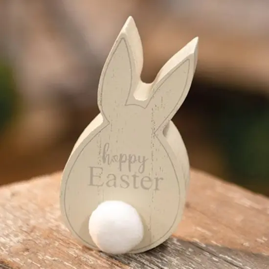 Happy Easter Bunny Silhouette Wooden Table Sitter for Spring Decoration {2}