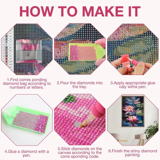 Lotus & Dragonfly Diamond Painting Kit &ndash; 12&times;16 inch {5}