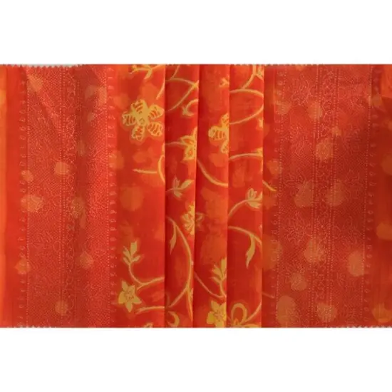 1 Yard Cotton Voile Fabric Double Border Orange or Yellow Print 44/45" Width Apparel Fabric {1}