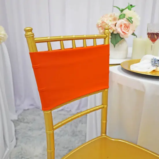 10 Pieces Bright Stretch Orange Spandex Chair Bands 7 x 13 Inches {2}