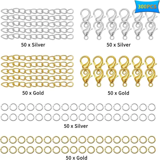 Lobster Claw Clasps and Extender Chains for Jewelry Making Supplies(300pcs) {2}