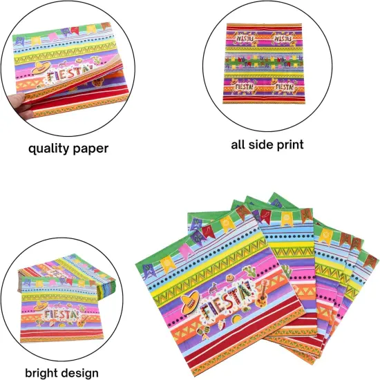 4E's Novelty 50 Pack Cinco De Mayo Fiesta Napkins - Cinco De Mayo Party Decorations & Party Supplies {3}