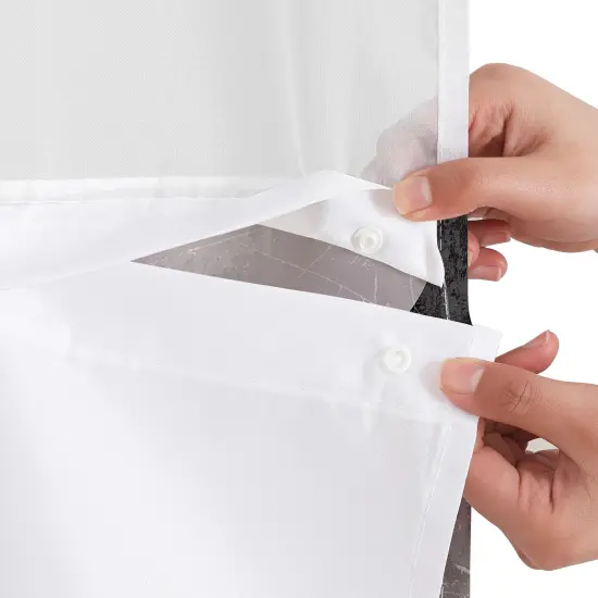 Americanflat 72x75 Hookless Shower Curtain - Abstract Shower Black Grey Curtain with Sheer Panel, Snap-In Liner, and Grommets {6}