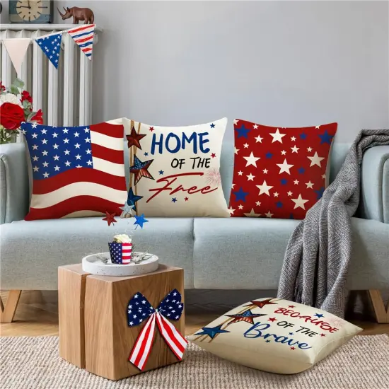 Set of 4 Throw Pillow Covers for 4th of July Decorations {2}