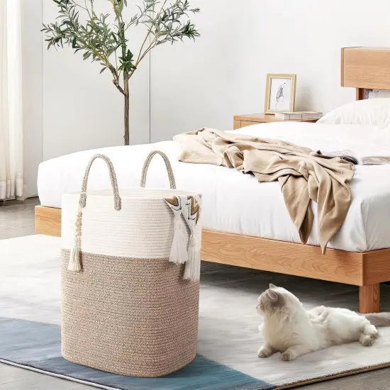 Woven Laundry Basket for Clothes, 65L Large Rectangle Laundry Hampers, Nursery Storage Basket for Toys, Tall Dirty Clothes Hamper for Bedroom Aesthetic, Bathroom, Laundry Room {5}