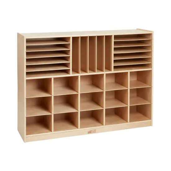 Multi-Section Mobile Storage Cabinet, Classroom Furniture Natural {7}