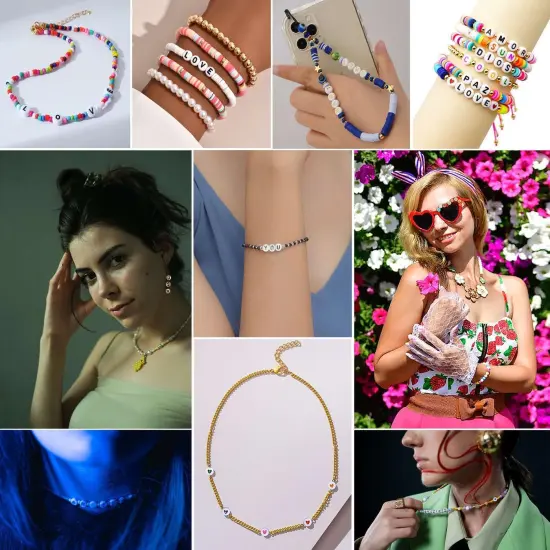 1500PCS Acrylic Letter Beads Alphabet White Letters Pink Transparent Round Bead 7&times;4mm for Jewelry Bracelets Necklaces Key Chains Making {4}