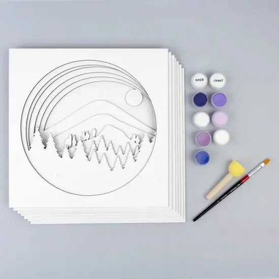 Rosa Talent Landscape. Mountains - 3D Painting on Primed Fiberboard Set. Create Your DIY Decoration. 7 Layers. 11.81*11.81 inches. {2}