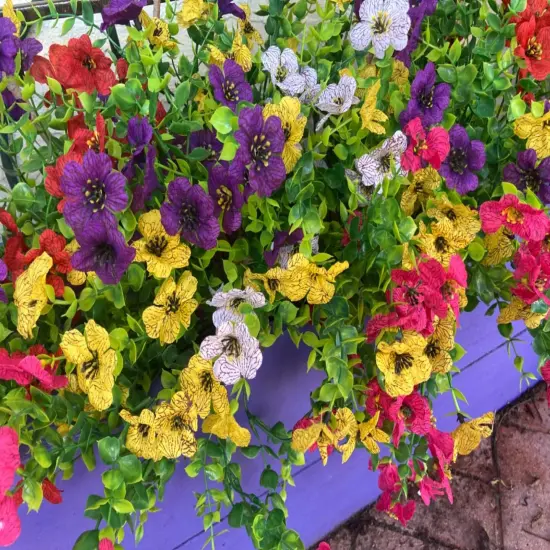 12 bundles Outdoor Artificial Flowers UV Resistant Spring Plants Fake Silk Flowers Greenery Shrubs Plastic Flower Faux Plants for Outside Indoor Decor {5}