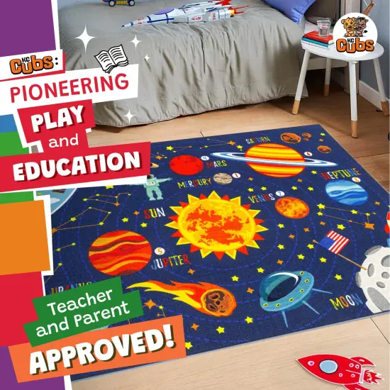 KC Cubs: Educational Rug: Solar System Map - 3x5' Playmat - Interactive Outer Space Play, Activity Area Carpet, Bedroom-Classroom, Baby-Toddler-Kids {3}