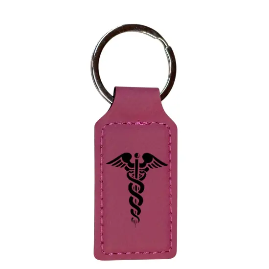 Keychain - Rectangle - Pharmaceutical Hermes - Leather Pink/Black {1}