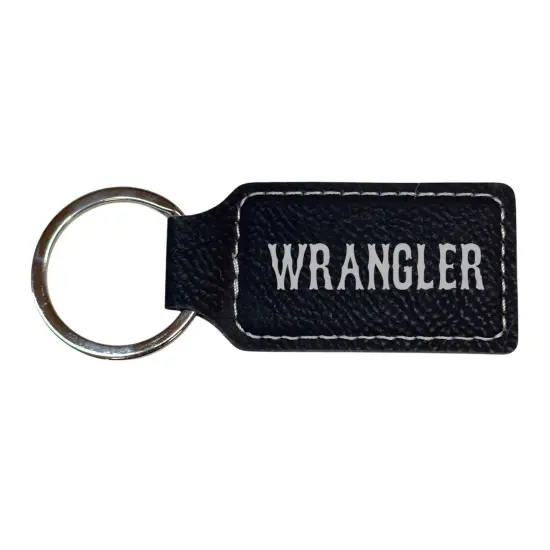 Keychain - Rectangle - Wrangler - Leather Pink/Black {2}