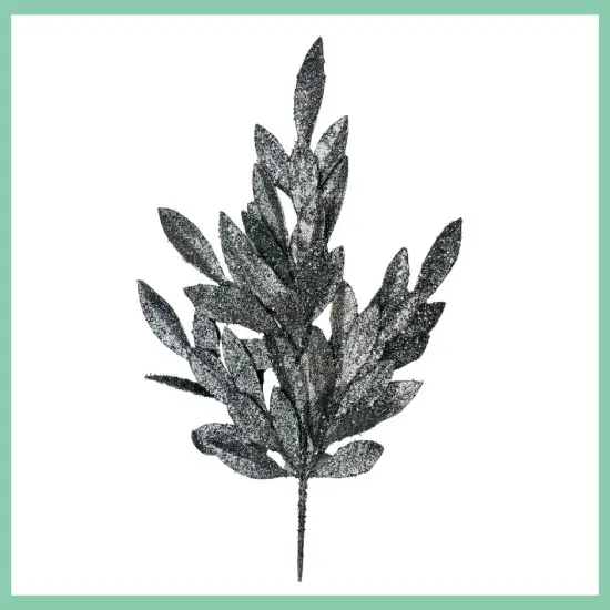 23" Silver Glitter Bay Leaf Spray - Sparkling Holiday Accent-XS618226 {2}