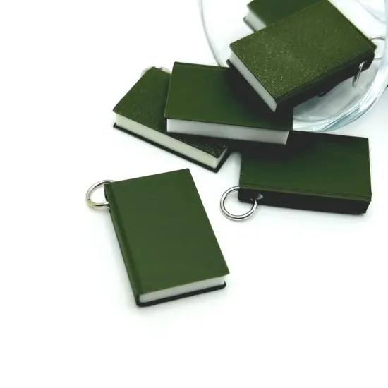 1, 4, or 20 Pieces: 3D Dark Green Book Charms {1}