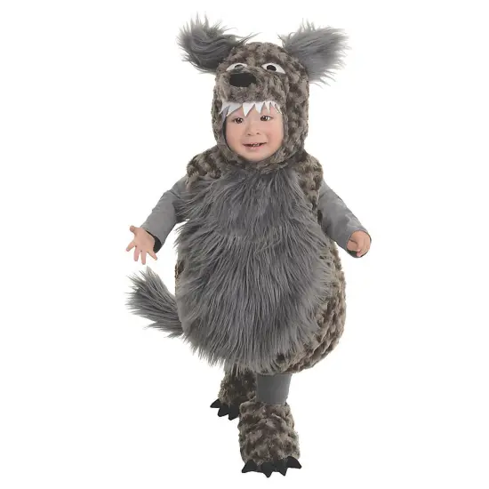 Adorable Toddler Wolf Costume with Plush Hood, Perfect for Halloween Parties {1}