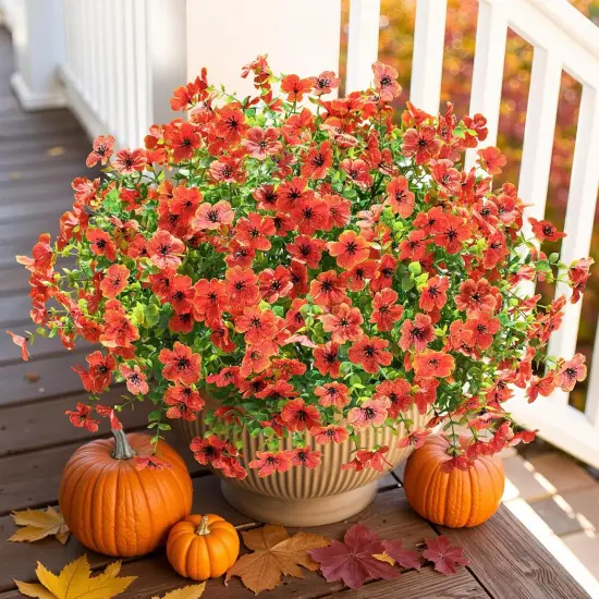 Artificial Fall Flowers Faux Mums for Outdoor Indoor Garden Home Decoration {1}