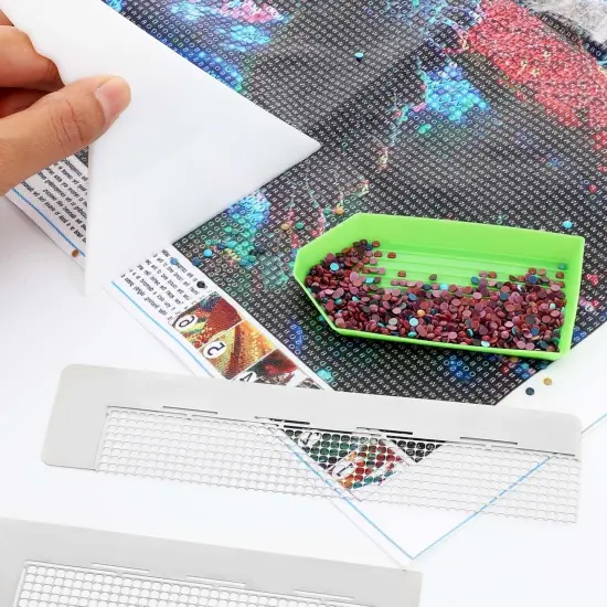 3Pcs Diamond Drawing Ruler Mesh Ruler Grid Stainless Steel 5D Diamond Drawing Ruler Tool DIY Diamond Drawing Ruler Accessories with 240 400 Blank Grids for Diamond Drawing Round Full Partial Drill {3}