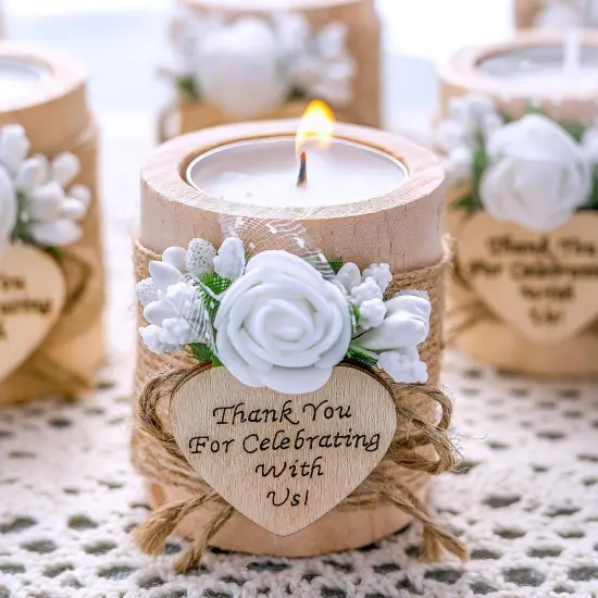 50pc Wooden Tealight Candle Holders &ndash; Wedding & Shower Favors, DIY Guest Gifts {1}