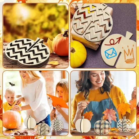 36 Pcs Fall Crafts Set 24 Wooden Pumpkin Cutouts {5}