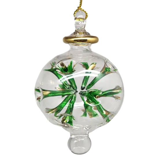 Blown Glass Pierced Starburst Ornament - Green {4}