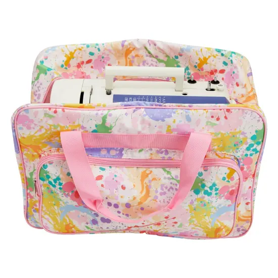 Pastel Watercolor Sewing Machine Carrying Case - Universal Tote Travel Bag Accessories Organizer Compatible with Most Standard Machines (18.1 x 9.4 x 12.2 Inch) Multicolor {3}