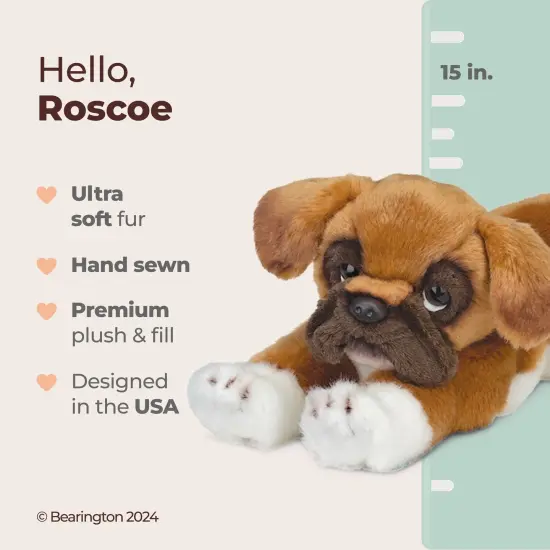 Bearington Roscoe Boxer Plush Stuffed Animal Puppy Dog, 15 inch, For Ages 0-14 Brown {2}