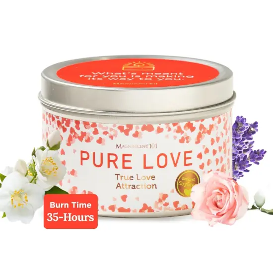 Magnificent 101 Long Lasting Pure Love Aromatherapy Tin Candle | 6 Oz - 35 Hour Burn | All Natural Soy Wax with Sage, Rose, Lavender for Energy Cleansing, Purification, Manifestation Multicolor {1}