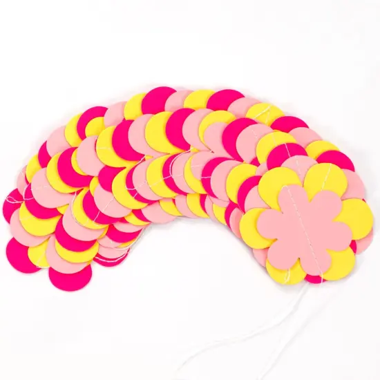 Hot-Pink Yellow Fall Party-Decorations Streamers-Garland - 52ft Boho Flower Hanging Paper Banner, Groovy Birthday Baby Bridal Shower Bachelorette Wedding Classroom Decor {2}