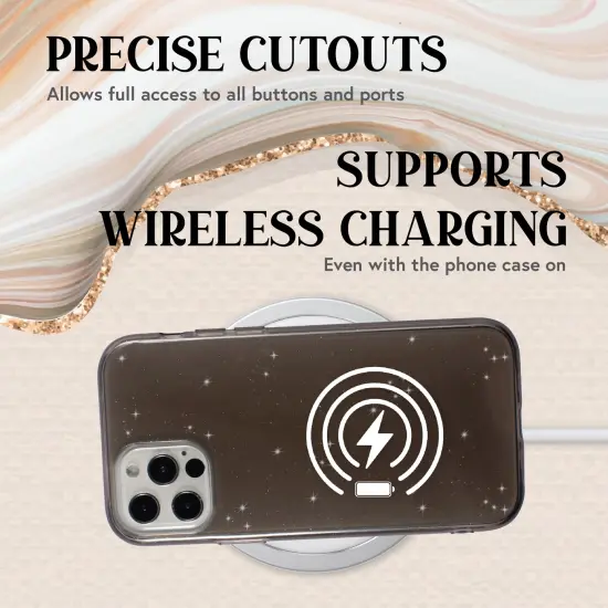 Insten Glitter Case Compatible with iPhone 12 Pro Max Case 6.7 Inch, Soft TPU Sparkle Protective Cases, Shock Absorption, Crystal Clear Black Bling Shinny Slim Cover for Women Girls {3}