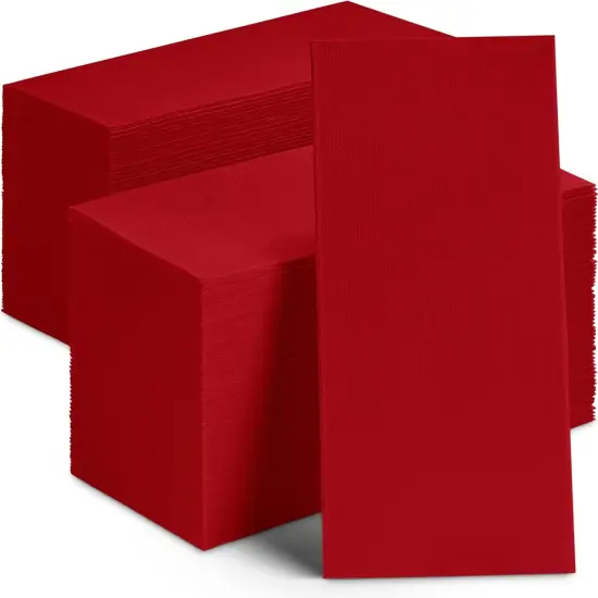 Disposable Dinner Napkins Red Paper, [100 Pack] 17" x 17" 2-Ply Quilted Colored Red Napkins {1}