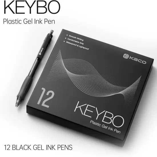 12 Pieces Black Gel Pens, 0.5 mm Fine Point (12 Black Set) {2}